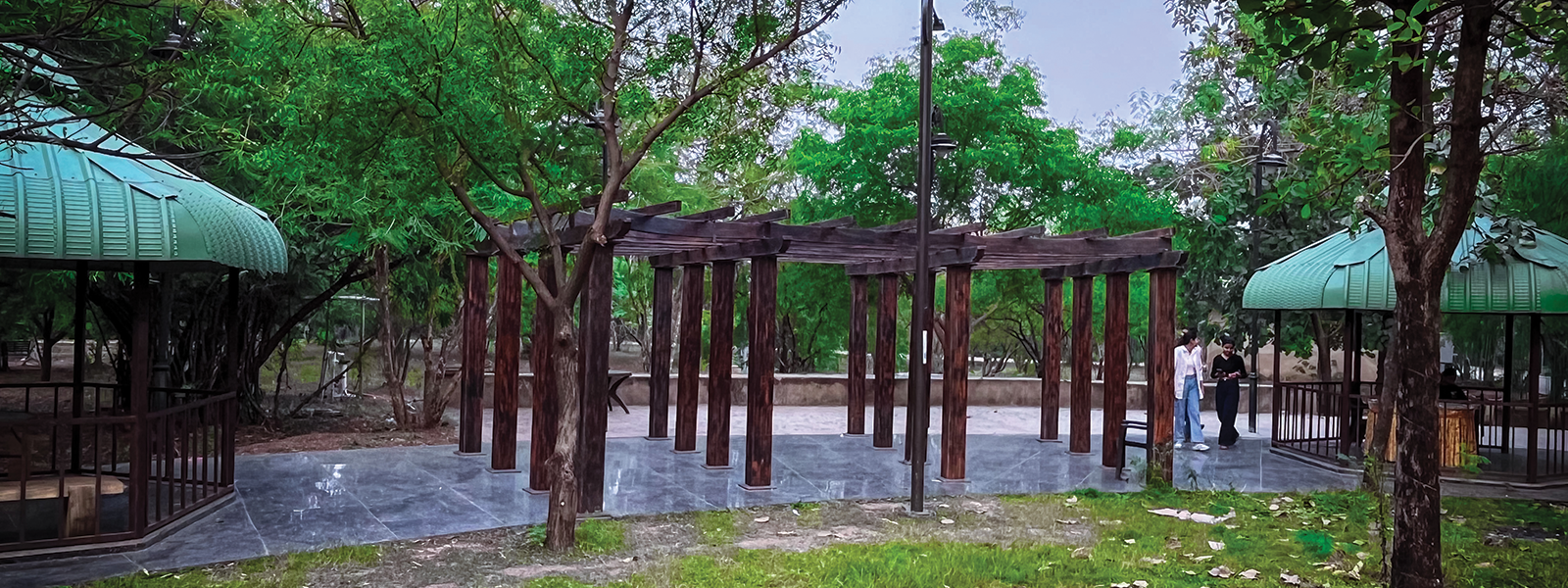 Heart-shaped floral arch pathway