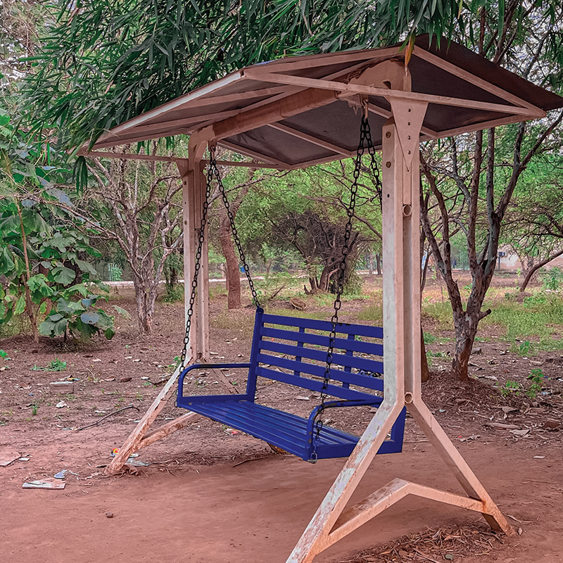 Family picnic under trees